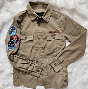 NASA Tan Button-Up Shirt with Patches